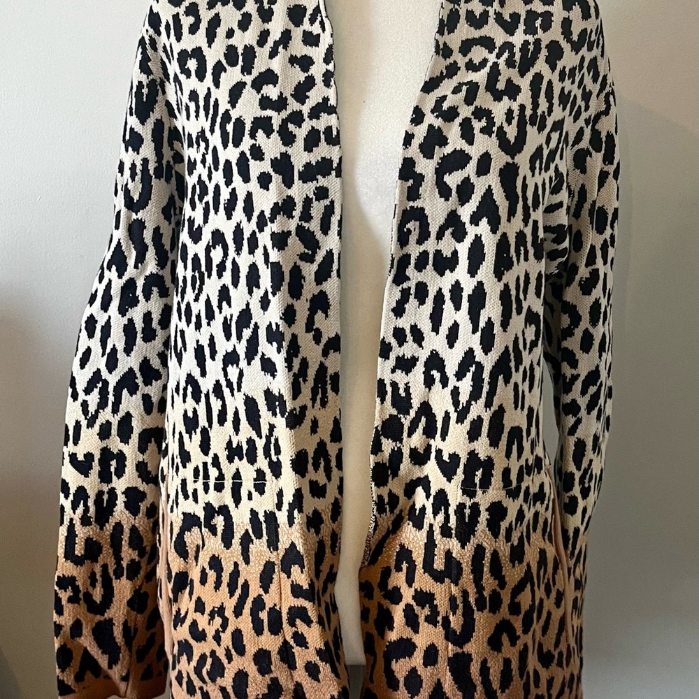 Lands' End Animal Print Long Cardigan - Picture 2 of 5